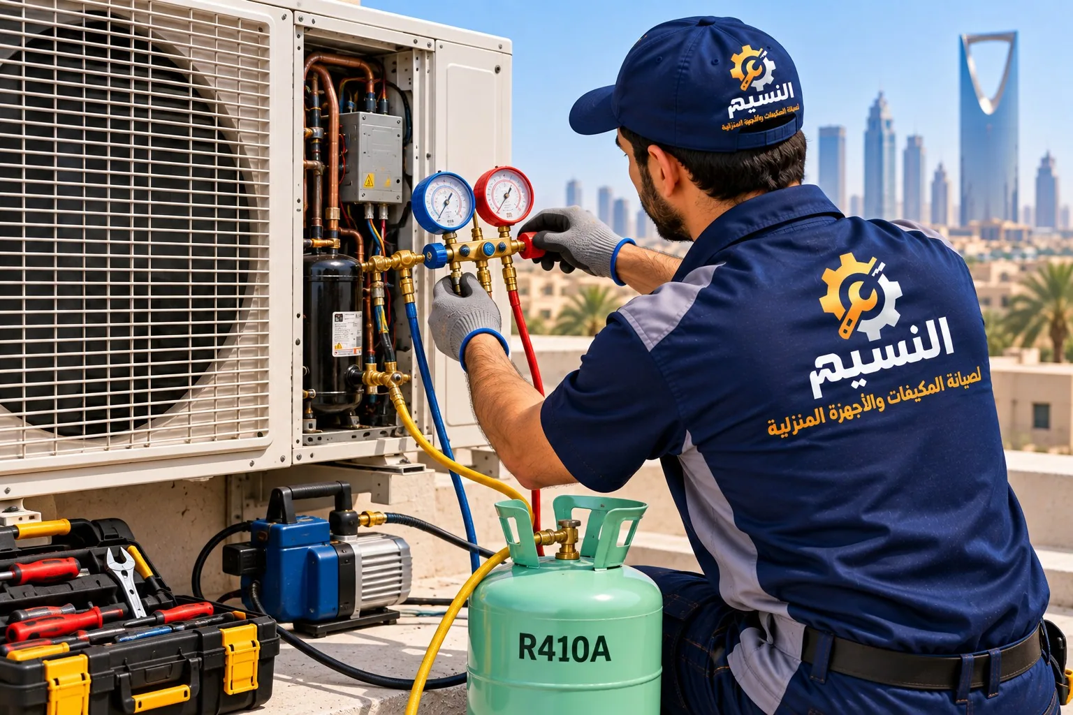 فحص ضغط وشحنة R410A