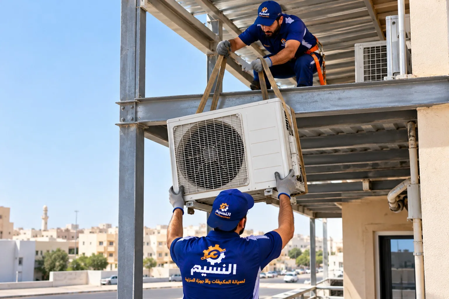 إنزال ورفع الوحدة الخارجية بأمان